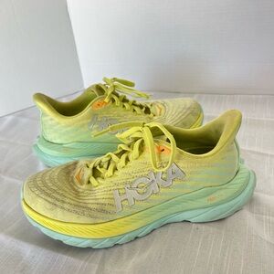Hoka Yellow and Green Running Shoe. Size 8.5